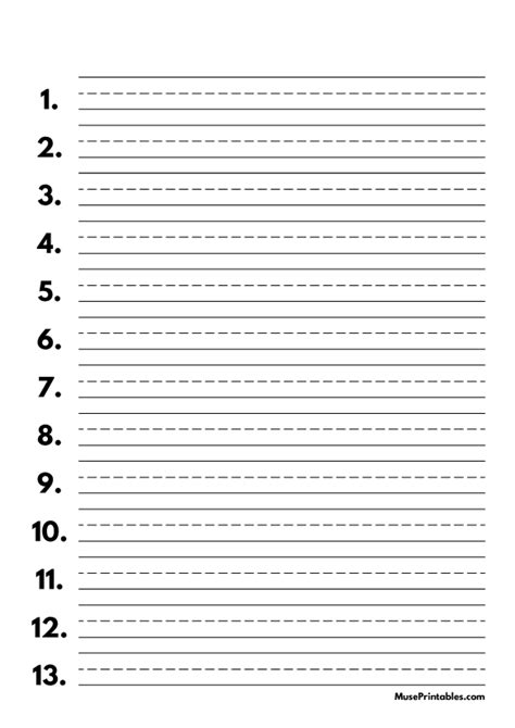Numbered Lined Paper Template Printable Pdf Form Handwriting Paper