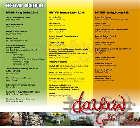 Dayaw Tagum Festival Schedules