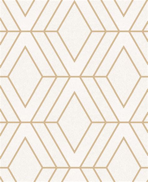 Albany Pulse Diamond White And Gold Wallpaper Main Image Gold