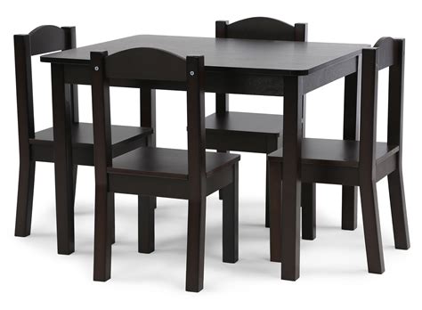 This kahn kids 5 piece table and chair set provides a fun play and workspace in a playroom or bedroom. Tot Tutors Kids Wood Table and 4 Chairs Set, Espresso ...