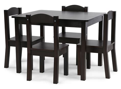 4 colors, mint green, light blue, yellow, pink material: Tot Tutors Kids Wood Table and 4 Chairs Set, Espresso ...