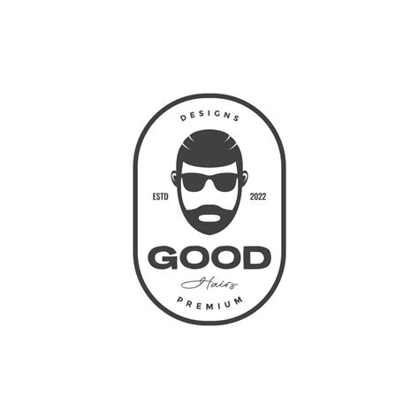 Vintage Head Cool Man Hairstyle And Sunglasses Badge Logo Design Vector Graphic Symbol Icon