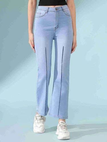Regular Ladies Sky Blue Denim Jeans Button High Rise At Rs 475 Piece In New Delhi
