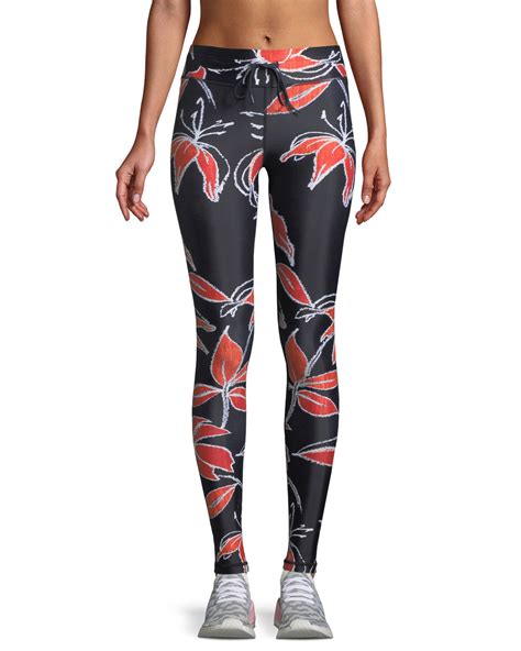 The Upside Hibiscus Print Drawstring Yoga Pants Neiman Marcus