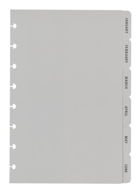 Tul Discbound Monthly Tab Dividers Junior Size Gray January To
