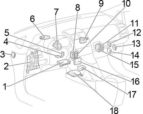 The instrument panel block №8 is located behind the center console, under the instrumen panel. '06-'12 Toyota Auris (150) Fuse Box Diagram