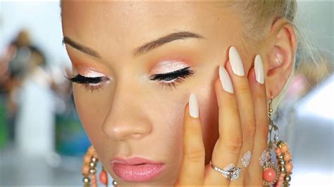 peachy pink glam for spring makeup tutorial youtube