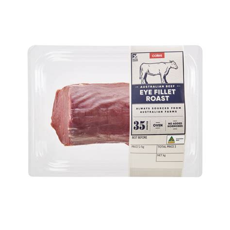 Buy Coles Beef Eye Fillet Roast Approx 500g Each Coles