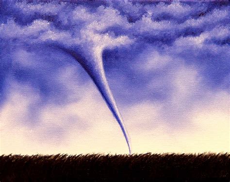 Surreal Tornado Painting Blue Stormscape Landscape Painting Original