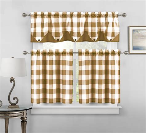 Kingdy Checker Kitchen Curtain And Tier Set