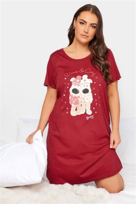 Yours Plus Size Burgundy Red Llama Print Sleepy Head Slogan Nightdress Yours Clothing