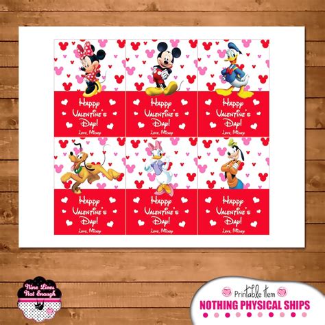 Mickey Mouse Valentines Day Cards Pink Mickey Minnie Etsy