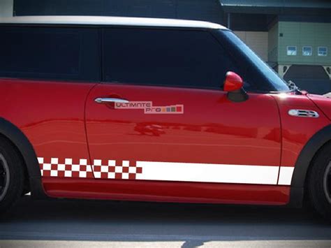 Set Of Sport Checkered Flag Side Stripes Mini Cooper Decals