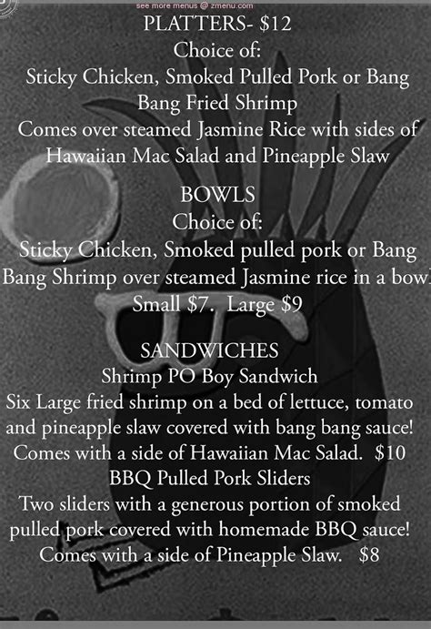 online menu of chubby hawaiian grill restaurant baltimore ohio 43105 zmenu