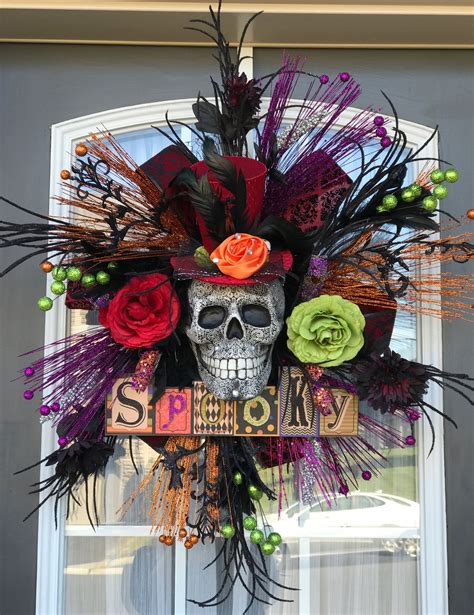 Spooky Skeleton Wreath Day of the Dead WreathHalloween | Etsy ...