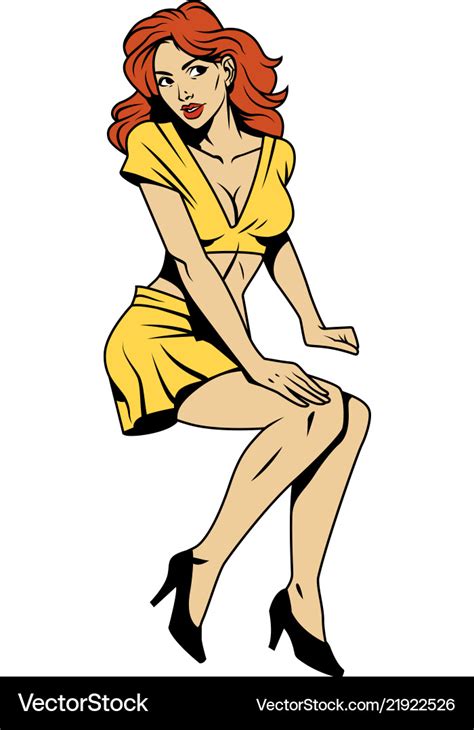 Vintage Attractive Pin Up Girl Royalty Free Vector Image
