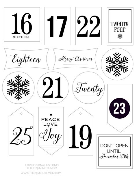 Free, easy to print pdf version of 2021 calendar in various formats. Free Printable Advent Calendar Tags | Printable advent ...