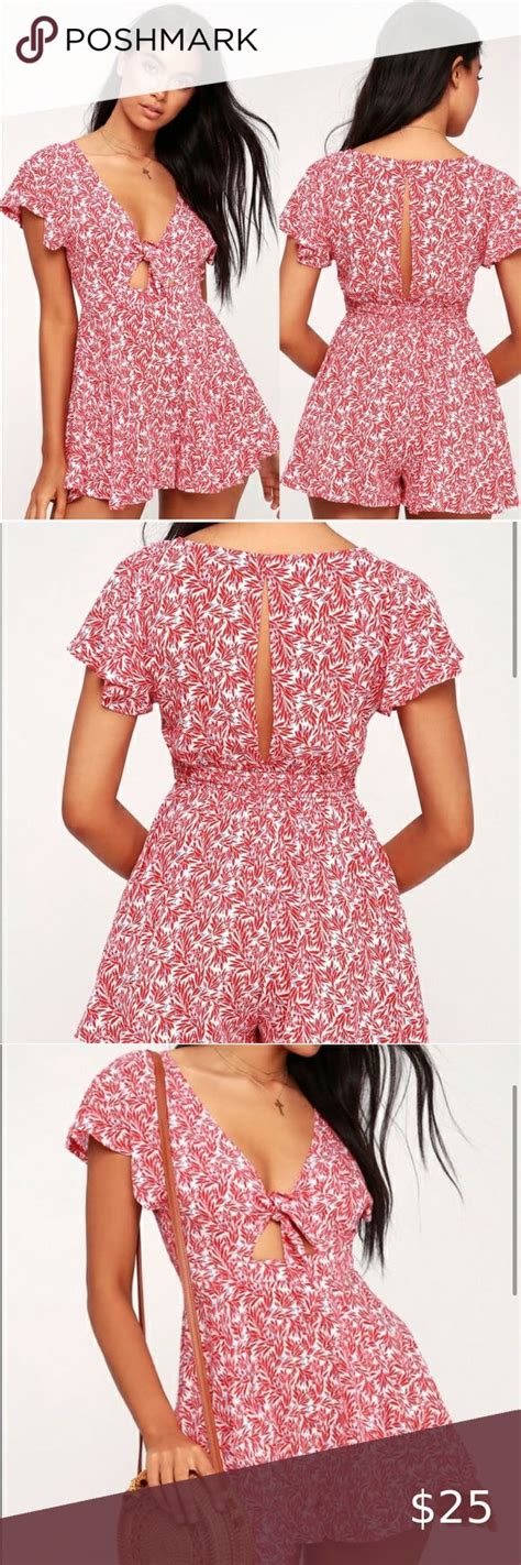 Lulus Red And White Floral Print Romper In 2020 Floral Print Rompers