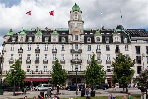 Exterior Of The Grand Hotel Oslo Historical Building Norway Editorial