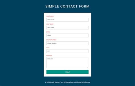 Simple Contact Form A Flat Responsive Widget Template