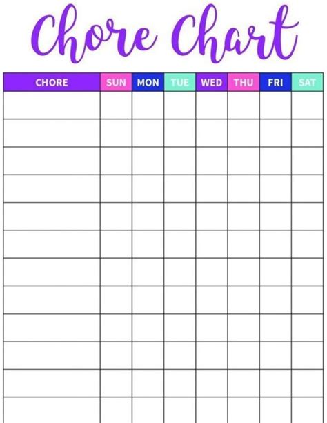 Use This Free Blank Printable Weekly Chore Chart To Teach Children