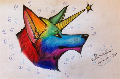 Rainbow Unicorn Wolf Yeyey By Sapphirethepandawolf On Deviantart