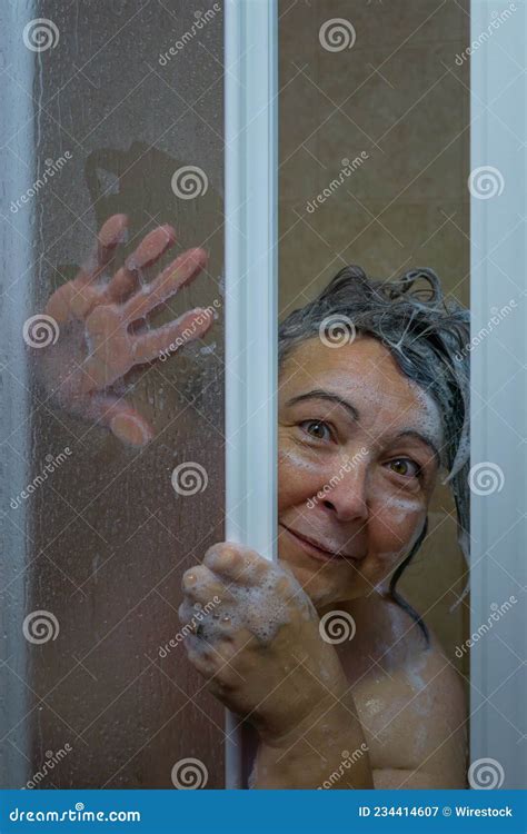 Woman Caught In The Shower Stock Image Image Of Natural