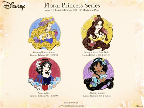Floral Princess Pin Series Wave 1 At Pink A La Mode Disney Pins Blog