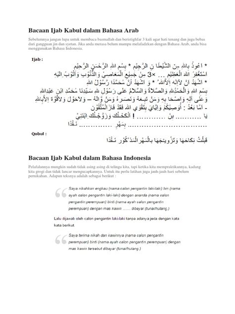 Bacaan Ijab Kabul Dalam Bahasa Arab Pdf