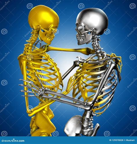 3d illustration of skeleton couples golden touch stock illustration illustration of gothic