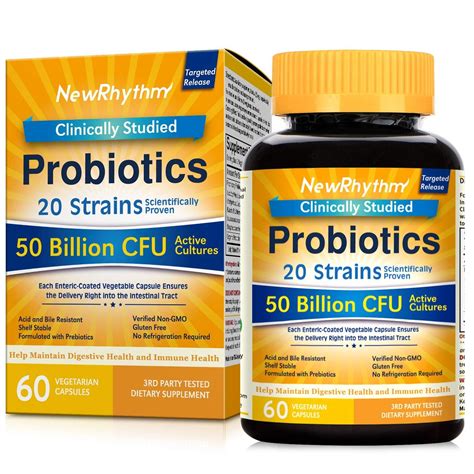 Newrhythm Probiotics 50 Billion Cfu 20 Strains 60 Veggie Capsules