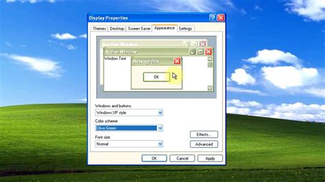 Windows Xp How To Change Windows And Buttons Appearance Youtube