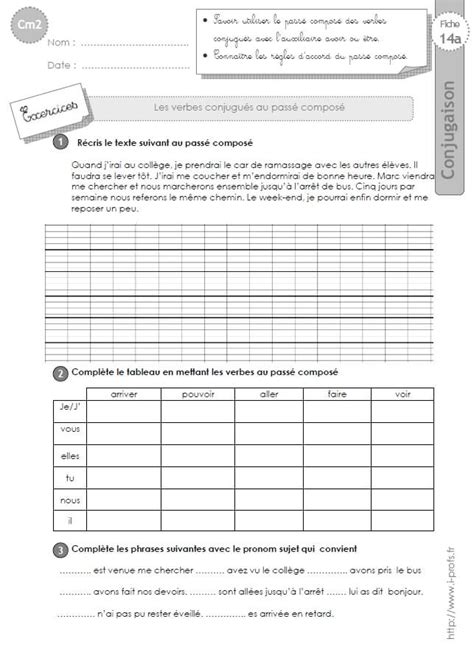 Mode indicatif exercices from www.planetexo.fr. CM2:EXERCICES CONJUGAISON corrigés Le passé composé