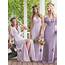 A Line V Neck Lavender Chiffon Bridesmaid Dress With Ruffles Split 