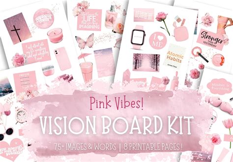 Pink Vision Board Printable For Women Vision Board Kit For Etsy