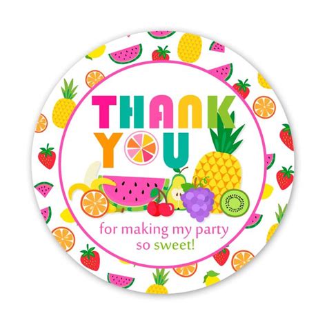 48 Pack Tutti Frutti Party Supplies Fruit Thank You Sticker Labels