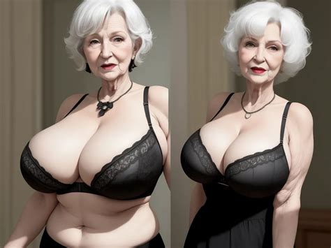 Ai Creating Images Sexd Granny Showing Her Huge Huge Black Bra Full