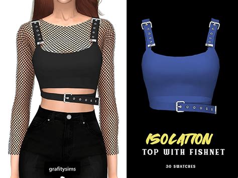 Grafity Cc Isolation Top With Fishnet Patreon In 2020 Sims 4