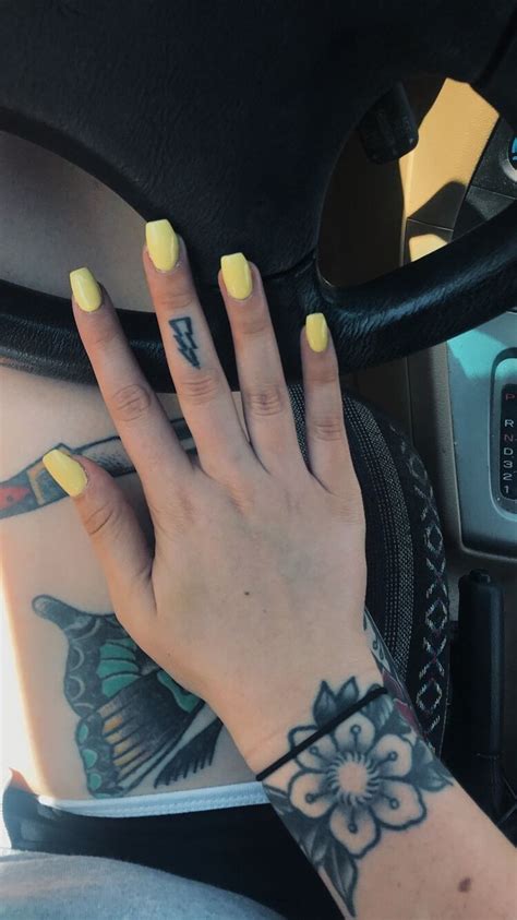 Yellow Short Coffin Nails Uv Gel Red Sparkly Nails Yellow Nails Design