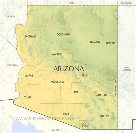 Physical Map Of Arizona