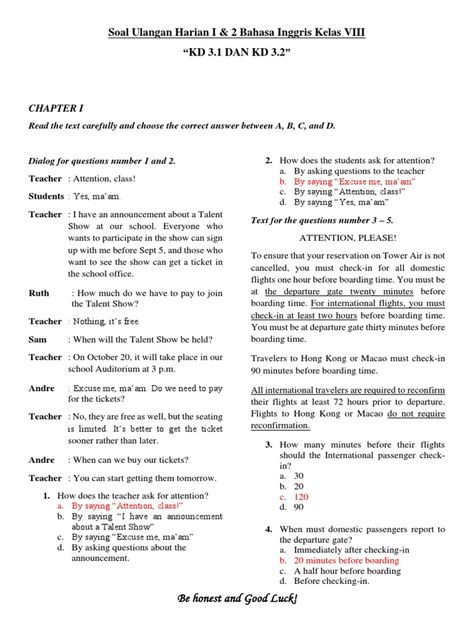 Bagi sobat yang mencari aplikasi bermanfaat. Soal Ulangan Harian Bahasa Inggris Kelas 7 Chapter 4 This Is My World - Revisi Sekolah
