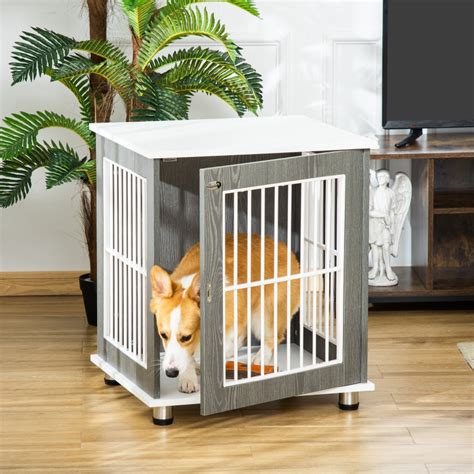 Pawhut Dog Crate Pet Cage Kennel End Table Furniture Style Indoor