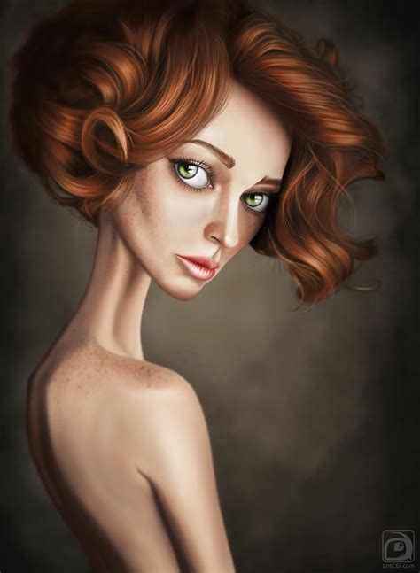 Digital Painting Digital Art Redhead Art Corel Painter Cintiq Illustration Girl Greyscale