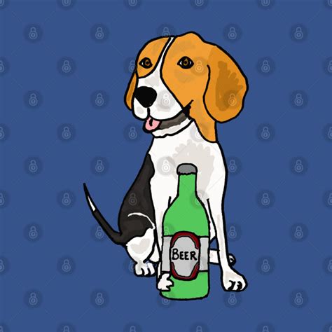 Cute Beagle Hound Dog Drinking Beer Cartoon Beagle T