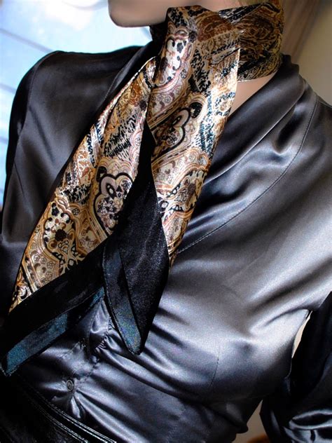 Pin By Scarfdream On Elegance With Seduction Satin Blouses Ways To Wear A Scarf Satin Scarves