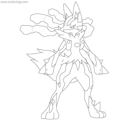 Mega Pokemon Evolved Lucario Coloring Pages