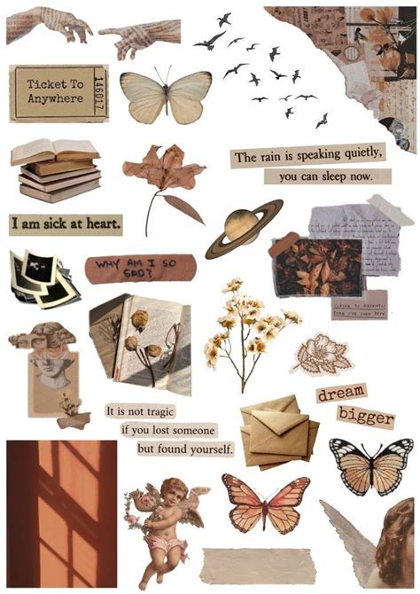 Brown Stikers Aesthetic Stickers Printable Stickers Scrapbook Printing