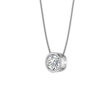 Classic Simple Look Bezel Setting Solitaire Diamond Pendant Simin Jewelry