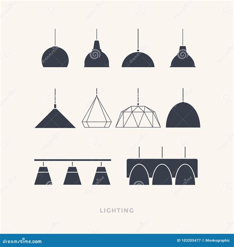 Set Of Silhouettes Of The Lamps On A Light Background Stock Vector