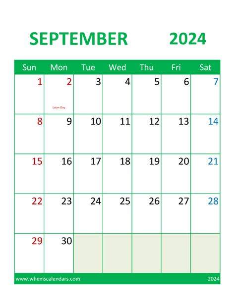 September 2024 Printable Free Monthly Calendar
